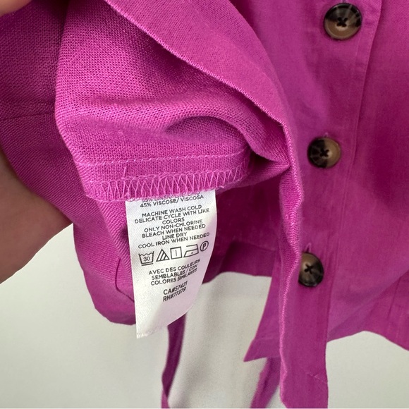 NWT Ann Taylor Linen Blend Belted Utility Top Sleeveless Tank Button Front Sz S - Picture 6 of 7